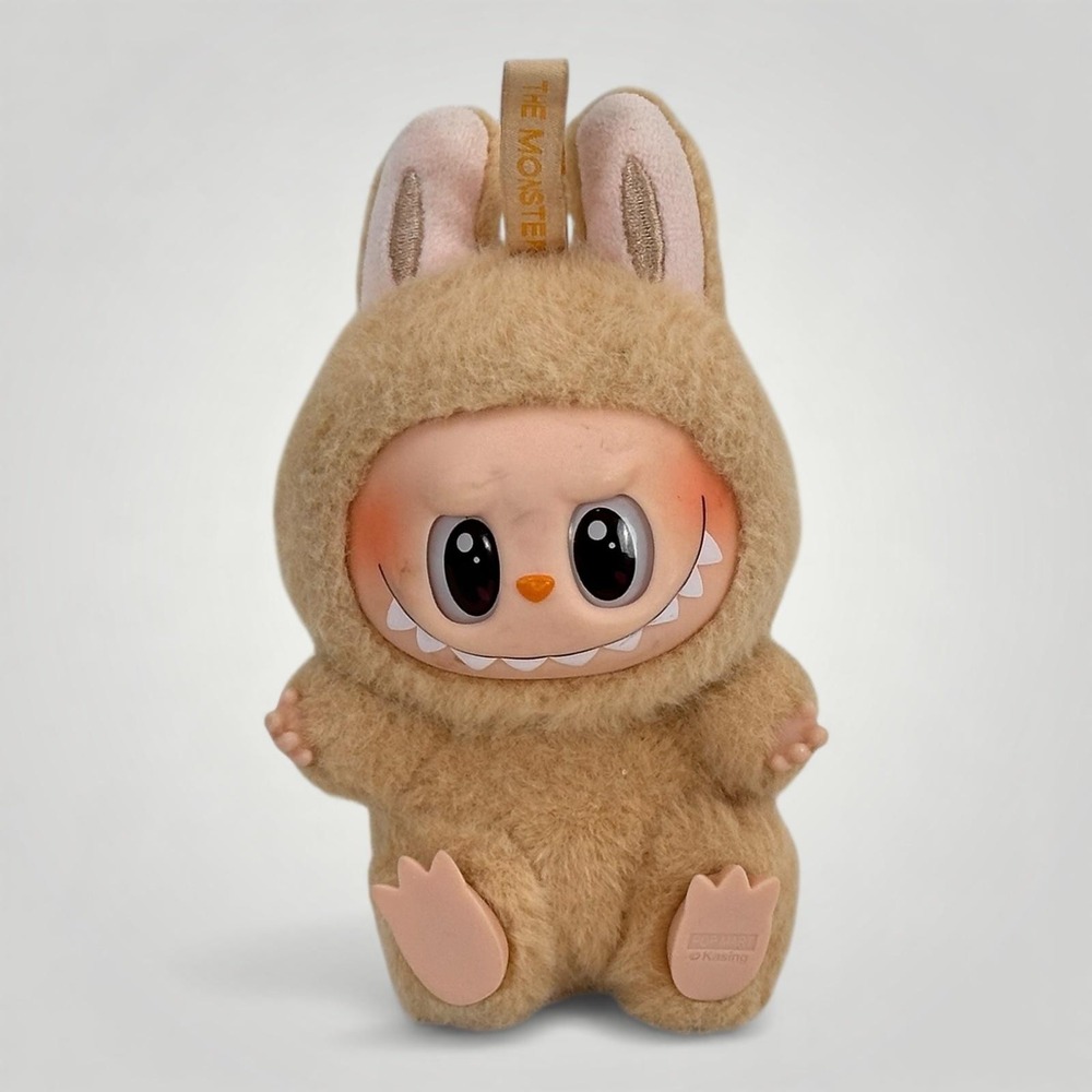 POP MART The Monsters Labubu Fuzzy Bunny Plush Figure Toy Creepy Beige Kasing
